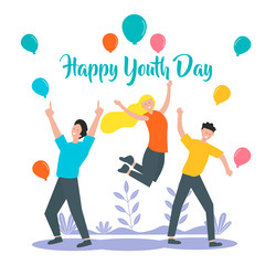 Happy Youth Day Celebration with young Boy and Girl