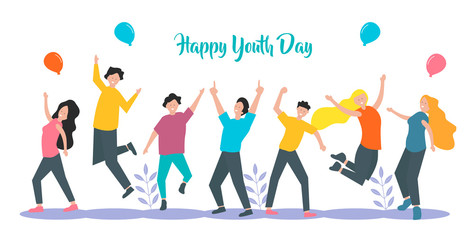 Concept of young people jumping