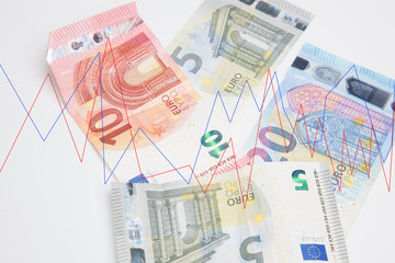 Euros, dinero en billetes y monedas, especulación, bancos, economía