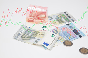 Euros, dinero en billetes y monedas, especulación, bancos, economía