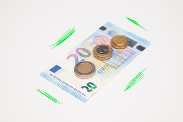 Euros, dinero en billetes y monedas, especulación, bancos, economía