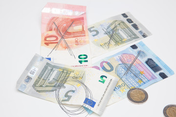 Euros, dinero en billetes y monedas, especulación, bancos, economía