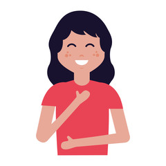 smiling girl character cartoon on white background