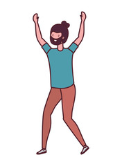 young man dancing in white background