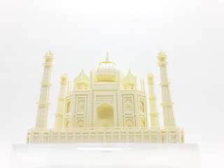 Golden Elegant Beautiful Islamic Mosque Miniature for Ramadan in White Isolated Background