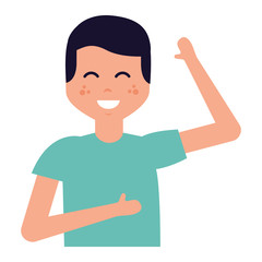 young boy dancing character on white background