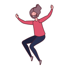 young man dancing in white background