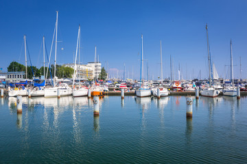 Fototapeta na wymiar Marina at Baltic Sea with yachts in Gdynia, Poland.