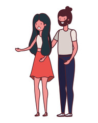 young couple dancing in white background