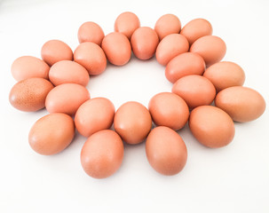 Many eggs on a white background