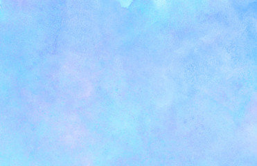 Sky shades aquarelle painted paper textured canvas for vintage design, invitation card, template. Simple blue color watercolor illustration. Creative background, smeared light turquoise frame