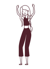 silhouette of dancing woman in white background