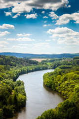 Fototapeta na wymiar View of Vltava river from viewpoint, Czech Republic
