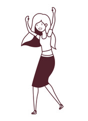 silhouette of dancing woman in white background