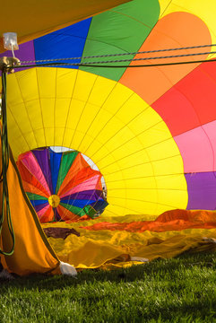 Colorful photo of the inside of a hot air balloon