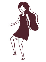 silhouette of dancing woman in white background