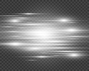 Vector light special effect. Luminous stripes on a transparent background.