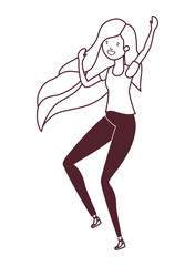 silhouette of dancing woman in white background