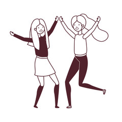 silhouette of dancing women in white background