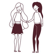 silhouette of young women in white background