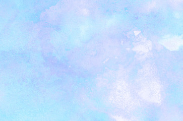 Sky shades aquarelle painted paper textured canvas for vintage design, invitation card, template. Simple blue color watercolor illustration. Creative background, smeared light turquoise frame