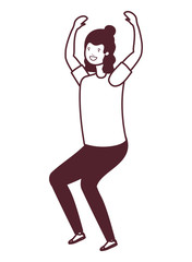 silhouette of young man dancing in white background