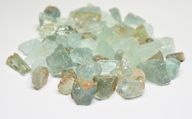 Aquamarine raw gemstones