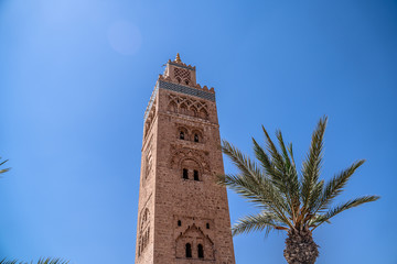 Koutoubia Mosque minaret located at medina quarter of Marrakesh, Morocco