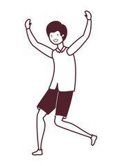 silhouette of young man dancing in white background