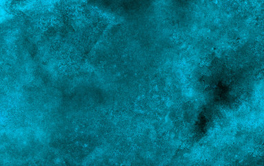 Dark blue neon watercolor on deep black paper illustration. Lightning night sky and thunder background. Aquarelle painted ink canvas for modern creative design