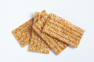 Sesame seed honey bar on white