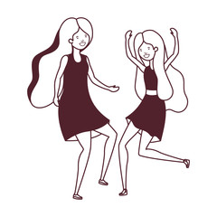 silhouette of dancing women in white background