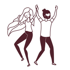 silhouette of young couple dancing in white background