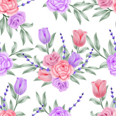 Beautiful Watercolor Floral Seamless Pattern Rose
