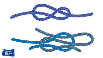 Knots sketches. Nautical rope. Braid. Rope knots. Braided trim. Marine. Sail. Ship. Boat. Sailor. Sea. Ocean. Fishing. Fisherman. Vintage. Hand made.
