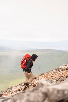Errigal, Money More, Donegal, Ireland: Hiking through the clouds at the Errigal mountain.