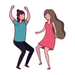 young couple dancing in white background