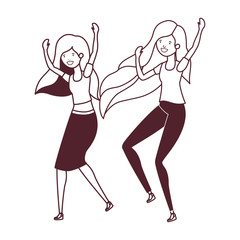 silhouette of dancing women in white background