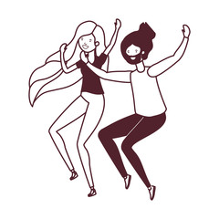 silhouette of young couple dancing in white background