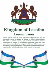Flag of Lesotho, Kingdom of Lesotho. Template for award design, an official document with the flag of Lesotho. Bright, colorful vector illustration.