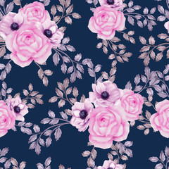 Beautiful Watercolor Floral Seamless Pattern Flower