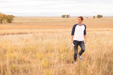Denver, Colorado, USA: A man with after finding an antler at the Rocky Mountain Arsenal National Wildlife Refuge.