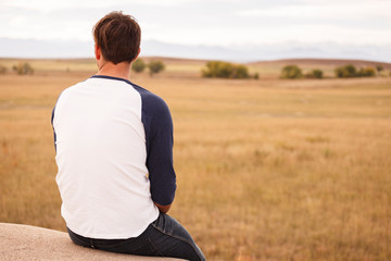 Denver, Colorado, USA: A man with after finding an antler at the Rocky Mountain Arsenal National Wildlife Refuge.