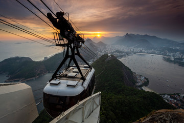 Beautiful sunset view from Sugar Loaf mountain, Rio de Janeiro,