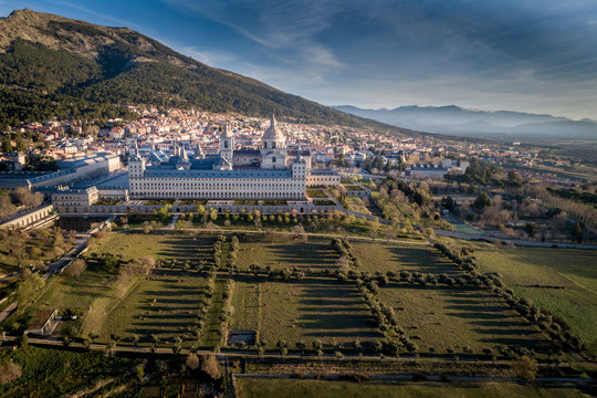 Aerial view of the Monastery of El Escorial_Madrid_Spain