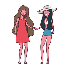 women with swimsuit on white background