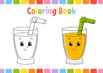 Coloring book for kids. Cheerful character. Vector illustration. Cute cartoon style. Fantasy page for children. Black contour silhouette. Isolated on white background.