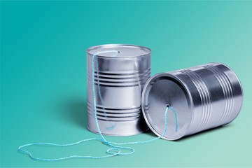 Tin Can Phone connected with thread isolated on white