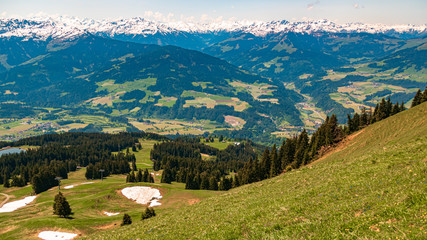 Fototapeta na wymiar Beautiful alpine view at Hohe Salve summit - Söll - Tyrol - Austria