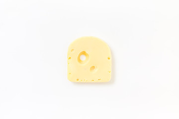 Piece of cheese on white background